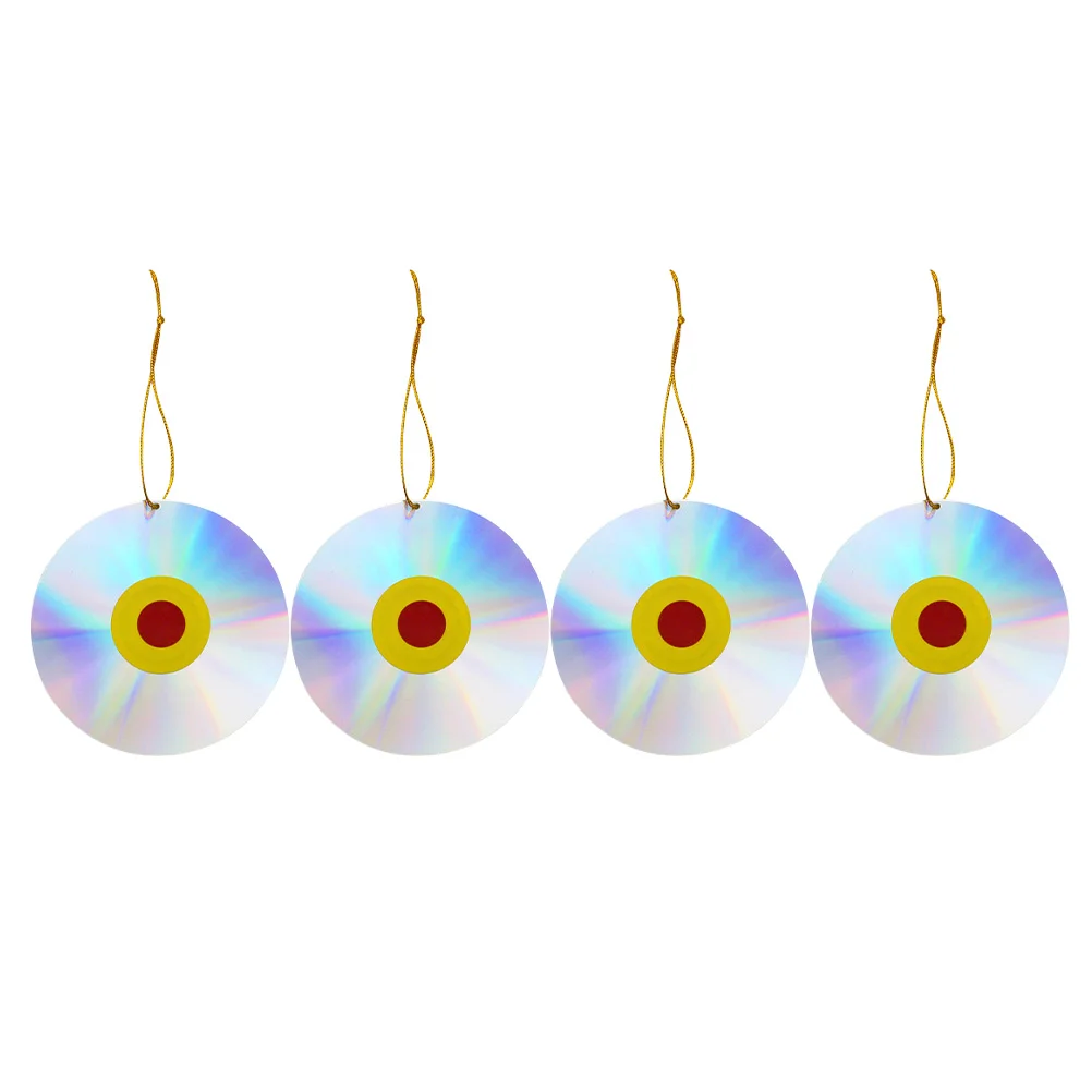 

4Pcs Anti-bird Reflective CDs DIY Hanging Bird Repeller DIY Reflective Pendant