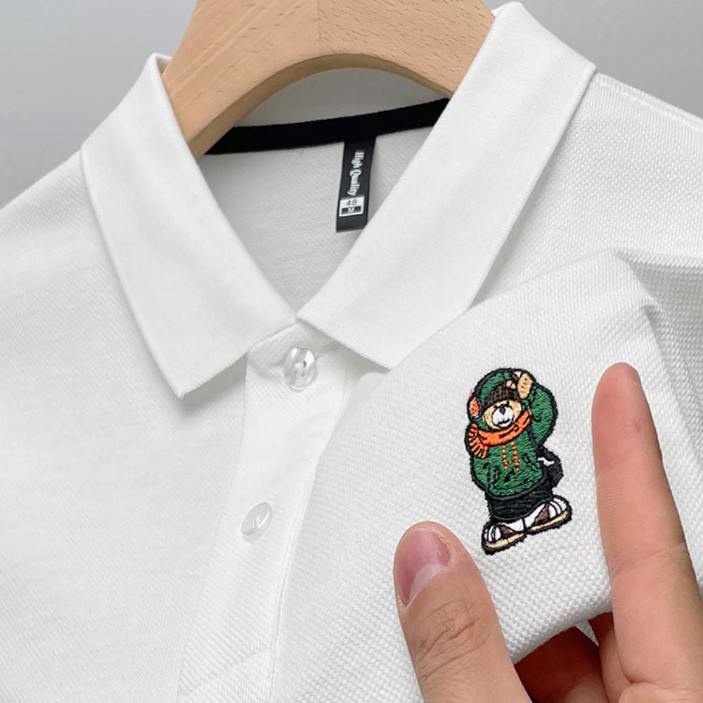 Embroidered logo 2023 new summer polo shirt Men's casual business lapel short sleeved T-shirt Golf clothing
