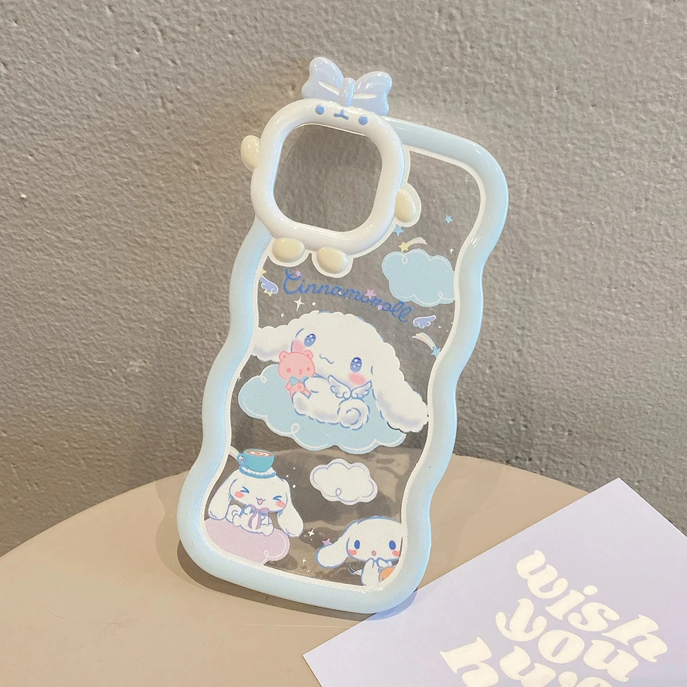 Чехол для телефона Kawaii Sanrio Cinnamoroll iPhone 16 15 14 13 12 11 7 8 X XR XS plus Pro Max чехол с 3D бантом и