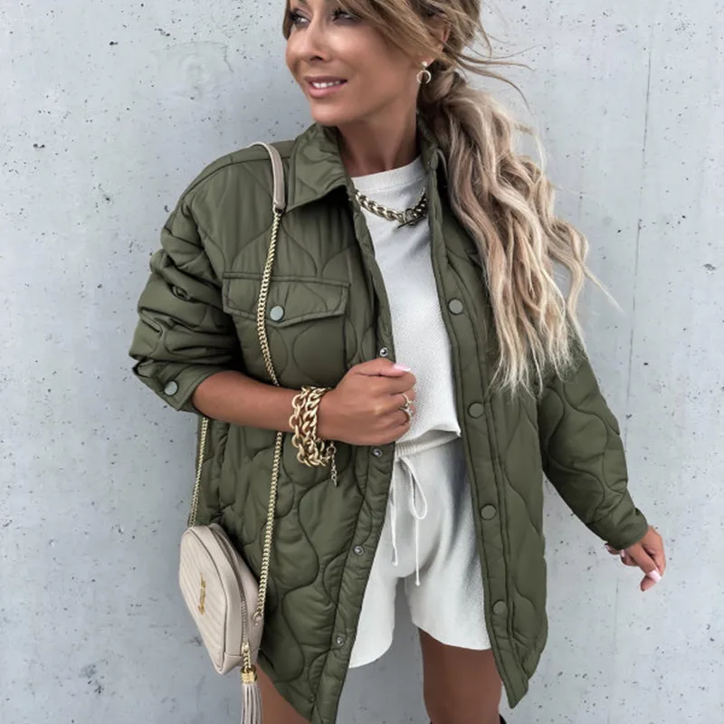 Padded Women's Bread Parker Jacket Down Jacket Padded Jacket Warm Gourd Flower Slim Lightweight Jacket Cardigan Women's