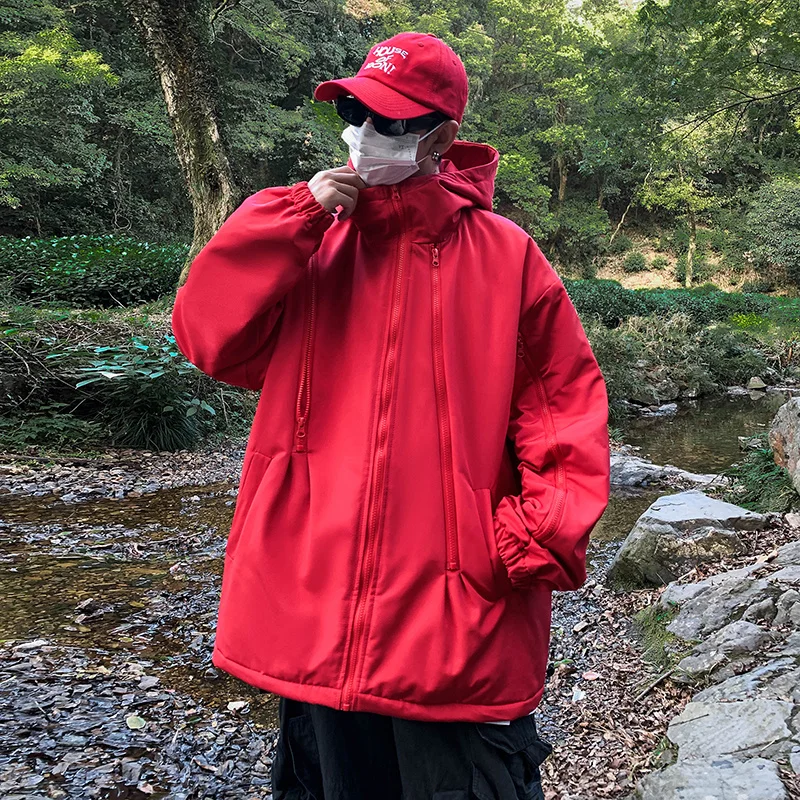 Winter Jacket Men Warm Fashion Casual Thicken Hooded Jacket Men Streetwear Korean Loose Thick Short Coat Mens Parker Clothes