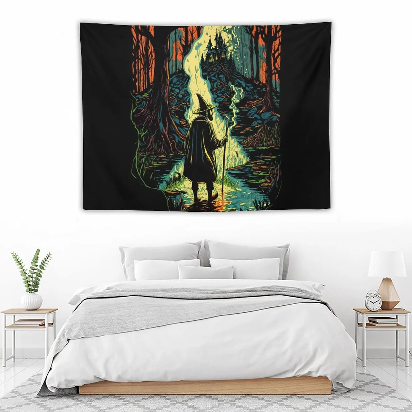 Волшебник изучающий волшебный лес в очаровательной реальности скандинавский