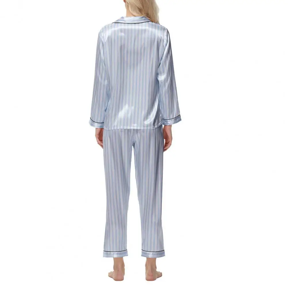 Ночная рубашка с лацканами комплект брюк рубашки в полоску брючные костюмы