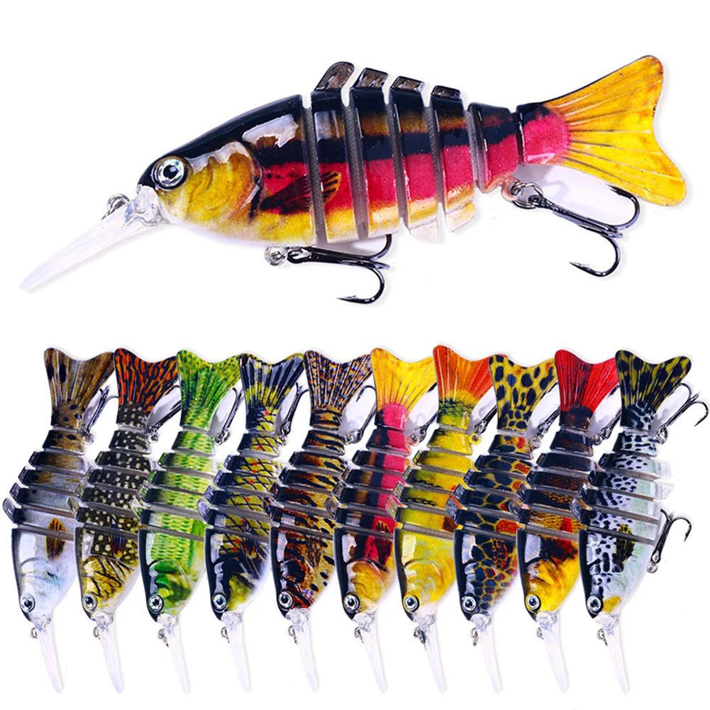 

1PCS Jointed Multi Sections Fishing Lure 12cm 16g Crankbait Artificial Hard Bait Swimbait Trolling Carp Fishing Tackle #6 Hook