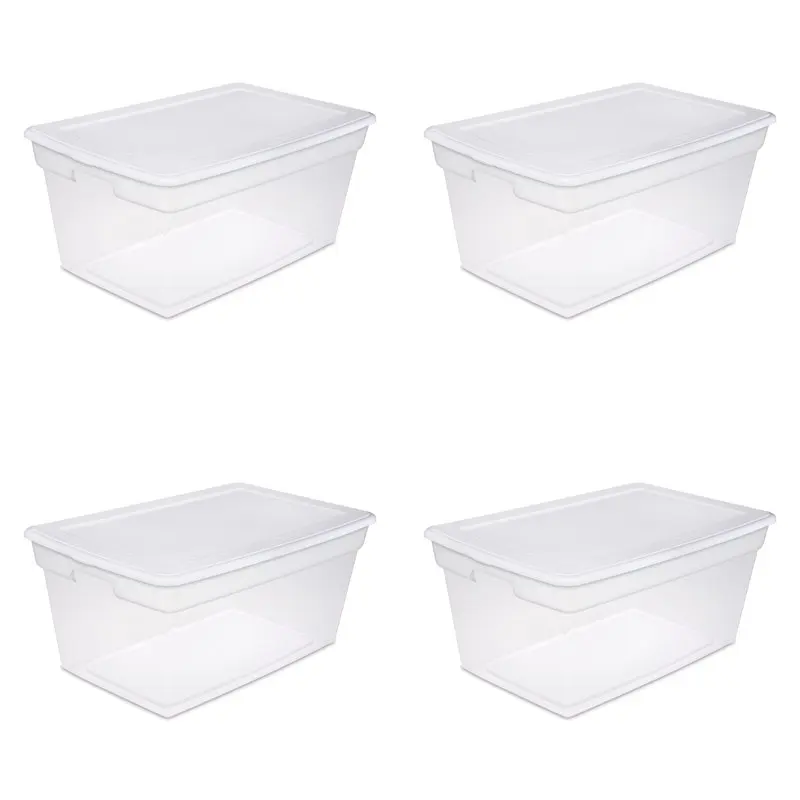 

90 Qt. Storage Box Plastic, White, Set of 4