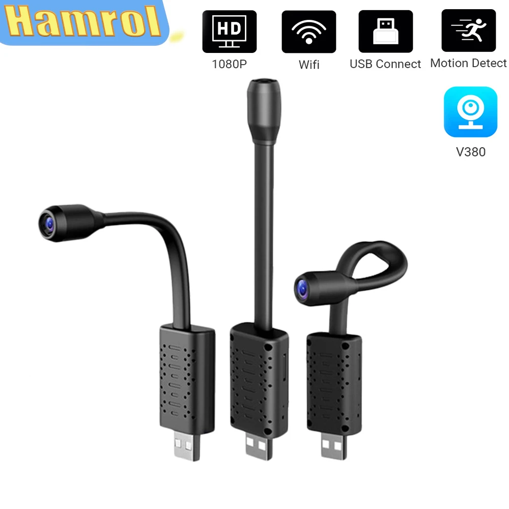 

HD 1080P Портативная мини USB WIFI камера Auido запись обнаружения движения ночное видение радионяня удаленный доступ V380