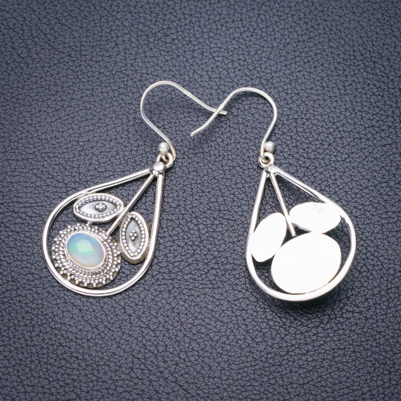 

StarGems Natural Opal Flower Handmade 925 Sterling Silver Earrings 1.75" E6137