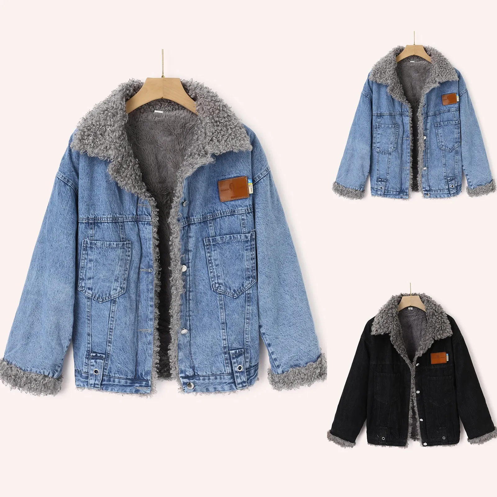 

Женская теплая ВИНТАЖНАЯ ДЖИНСОВАЯ КУРТКА на пуговицах с потертостями, короткая джинсовая куртка, пальто, подходящая для женщин, s Ring Master, ку...