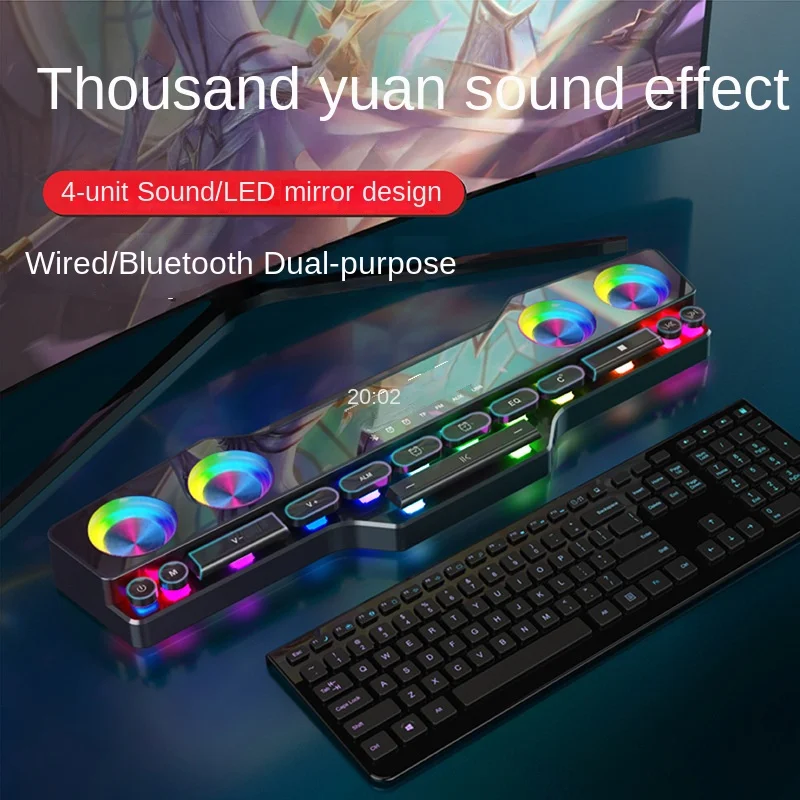 

Double diaphragm high volume subwoofer computer sound dazzling RGB light electronic games Bluetooth speaker altavoz bluetooth