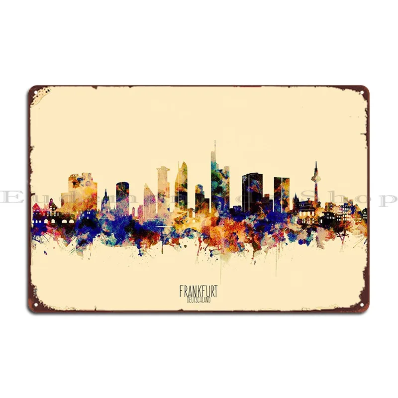 

Желтый металлический плакат Франкфурта, печатный кинотеатр, клубный бар, создание фотографий