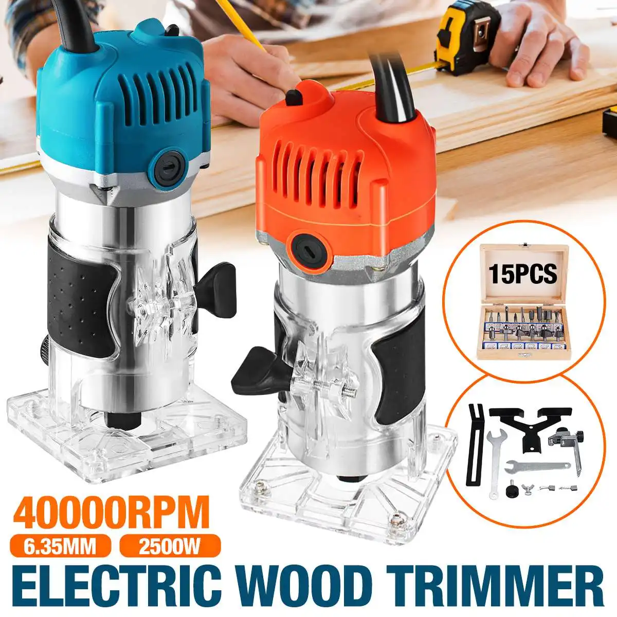 

2300W 40000RPM Wood Electric Trimmer Handheld Laminate Palm Router Electric Trimmer Edge Joiners Woodworking Tool 110V/220V
