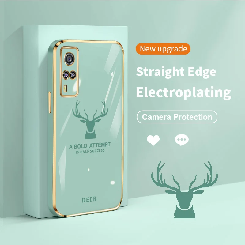 

Deer Electroplating Case for vivoY 11 2019 12i 02S 12i 15A 15S 10 01 16 17 3 12 15 3S 19 5S Z5i U 3 20 10 U3X iQOO U5X Cover