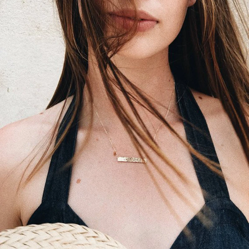 

Elegant Long Bar Necklace Handmade 100% s925 Silver Jewelry Gold Choker Pendants Collier Femme Kolye Collares Necklace for Women