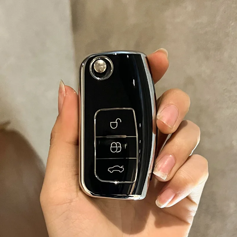 

For Ford Focus 2 MK2 Fiesta Mondeo Galaxy Falcon Territory Ecosport Car TPU Folding Key Cover Bag Shell Case Keychain Protector