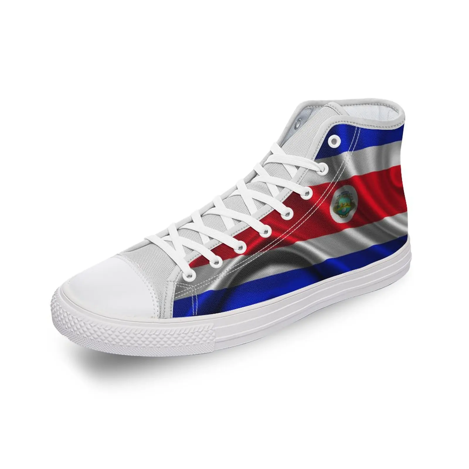 

Кеды высокие с флагом Коста-Рики, роскошные повседневные холщовые туфли «сделай сам», плоская подошва, для мужчин и женщин