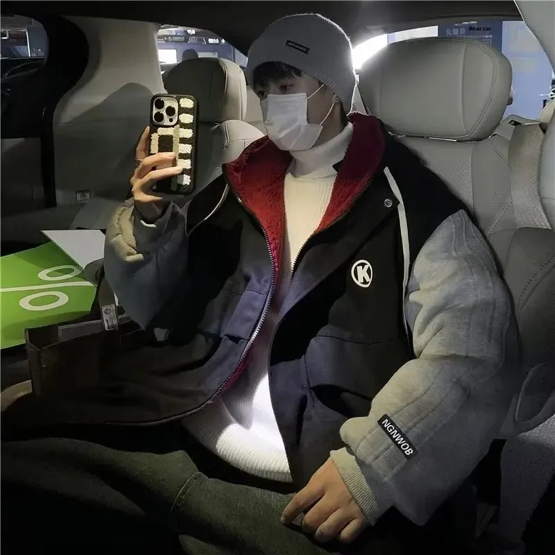 Мужская утолщенная хлопковая куртка зимняя иллюзия с капюшоном спецодежда