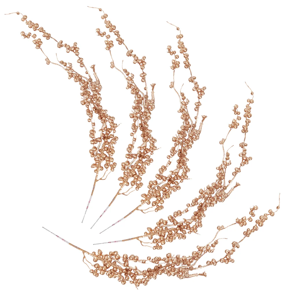 

Berry Christmas Picks Artificial Berries Branches Tree Stems Holly Pine Fake Glitter Stem Goldfaux Floral Red Flower Decor