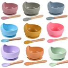 Силиконовая миска для кормления ребенка, с ложкой, 350 мл