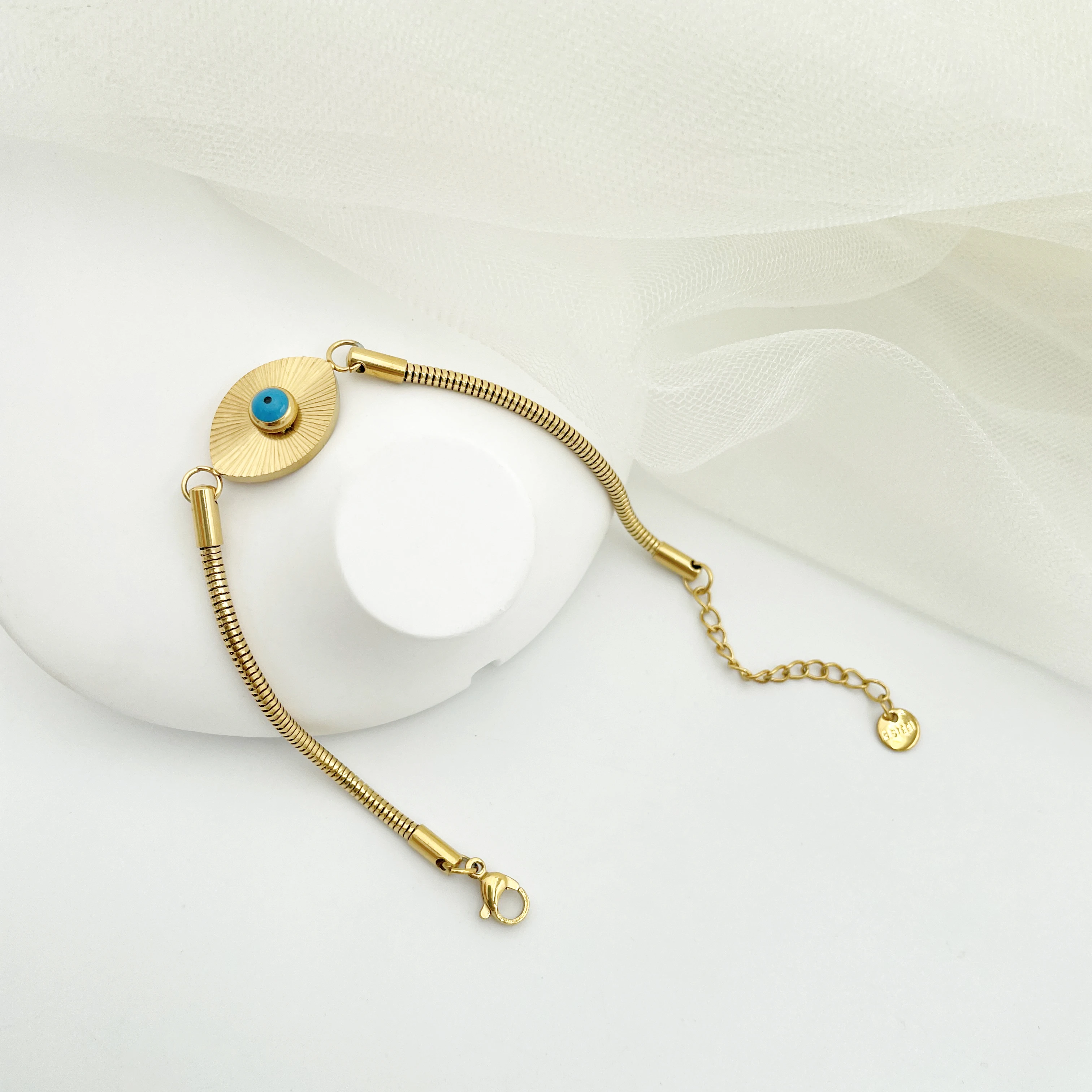 

Fashion Radial Evil Eyes Turquoise Bracelet Stainless Steel Creative Design Bracelet For Women Jewelry Wedding Party Gift 2022