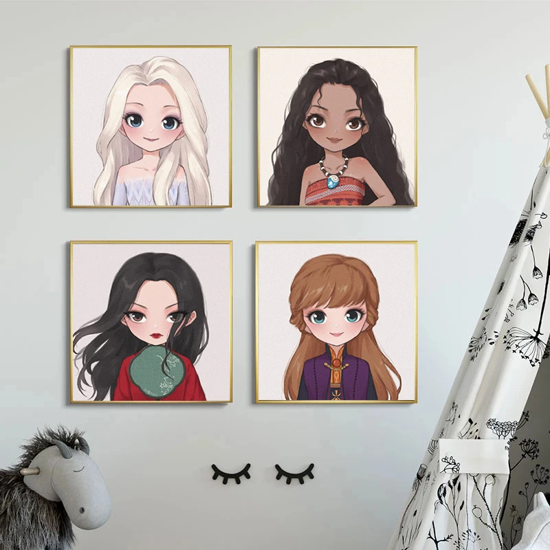 

Картина на холсте Disney, мультяшная принцесса, коллекция, Постер Эльзы, печать на холсте, искусство для дома, гостиной, без рамки, Декор, детски...