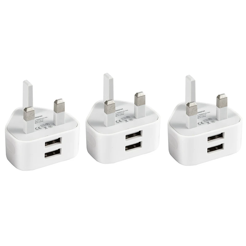 

Dual Port USB Power Adapter Mobile Phone Charger Smart Travel Charger(UK Plug)