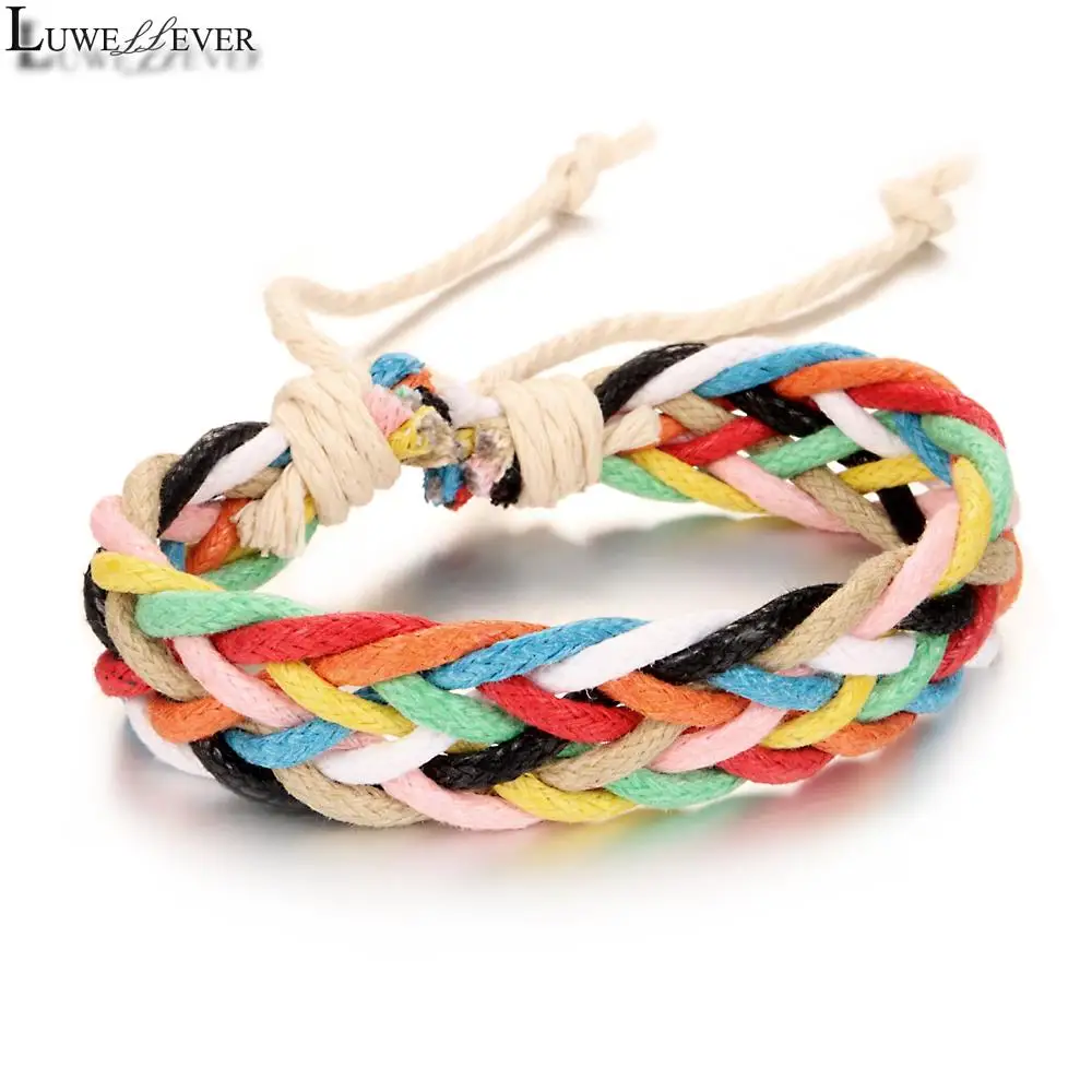 

Lace Up Woven Colorful Rope Bracelet Adjustable 208 Bangle Charm Jewelry Women Gift