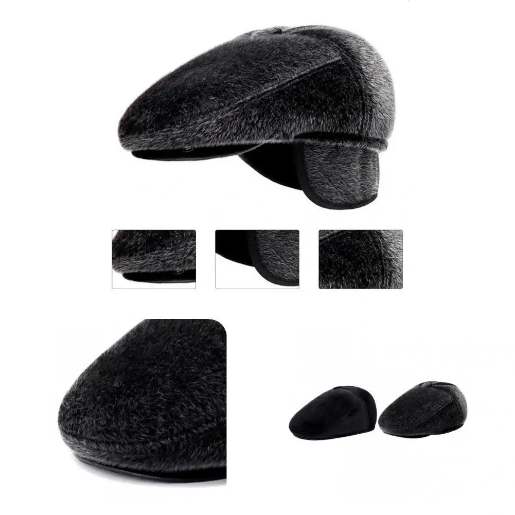 

Autumn Winter Popular Simple Coldproof Hat Faux Fur Men Beret Thick for Fishing