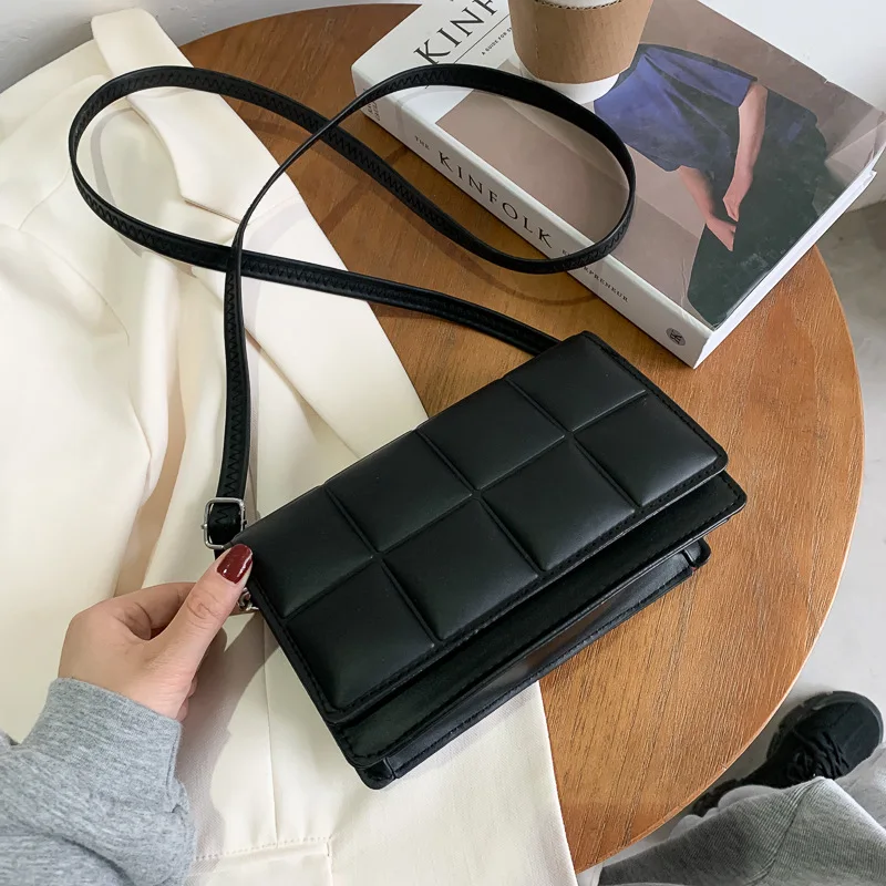 Fashion Simple Foreign Style Checkered Bag Women Urban Simple Small Square Bag Cross-body Single Shoulder Bag Travel Bags Lady
