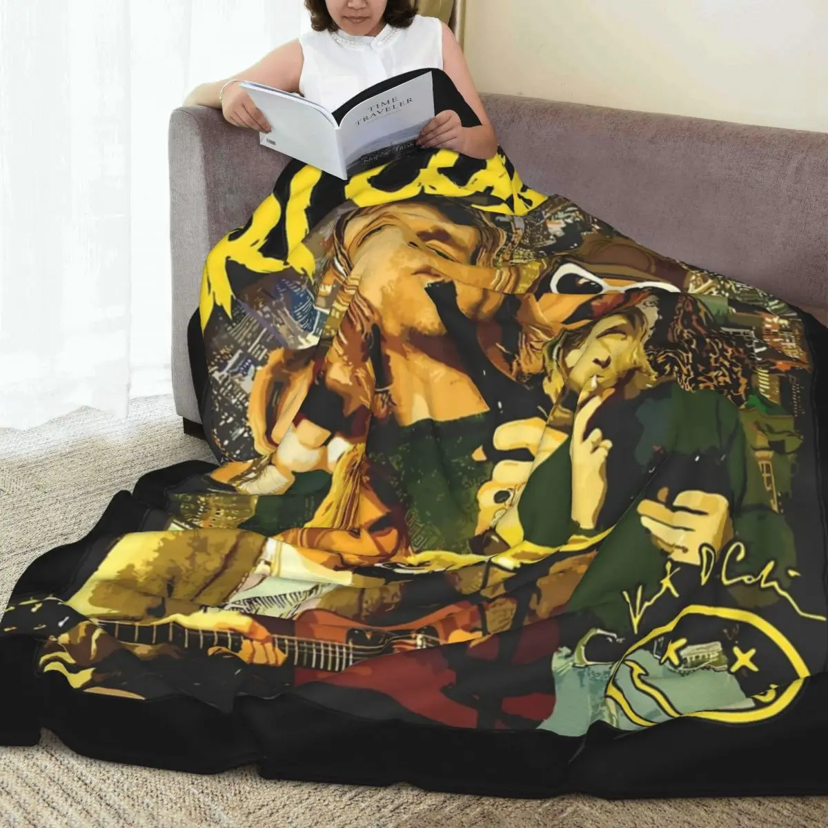 Одеяло Kurt Cobain фланелевое весенне-осеннее многофункциональное супермягкое