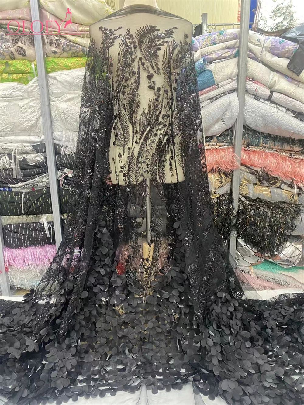 Высококачественная африканская нигерийская элегантная 3D вышитая ткань 2024