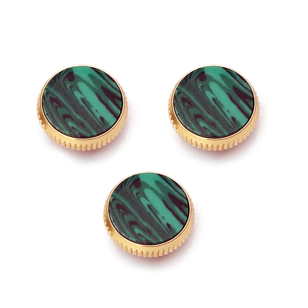 

3 Pieces Saxophone Buttons Trumpet Malachite Smooth Surface Stone Accessories Repairing Part Good Touch Keys Chromium