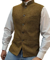 2022 spring and autumn fashion mens vest v neck wool mens suit vest groom best man slim vest
