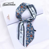 badinka 2022 new designer floral print hair scarf headband ribbon bandana woman fashion long hair ties accessories for women