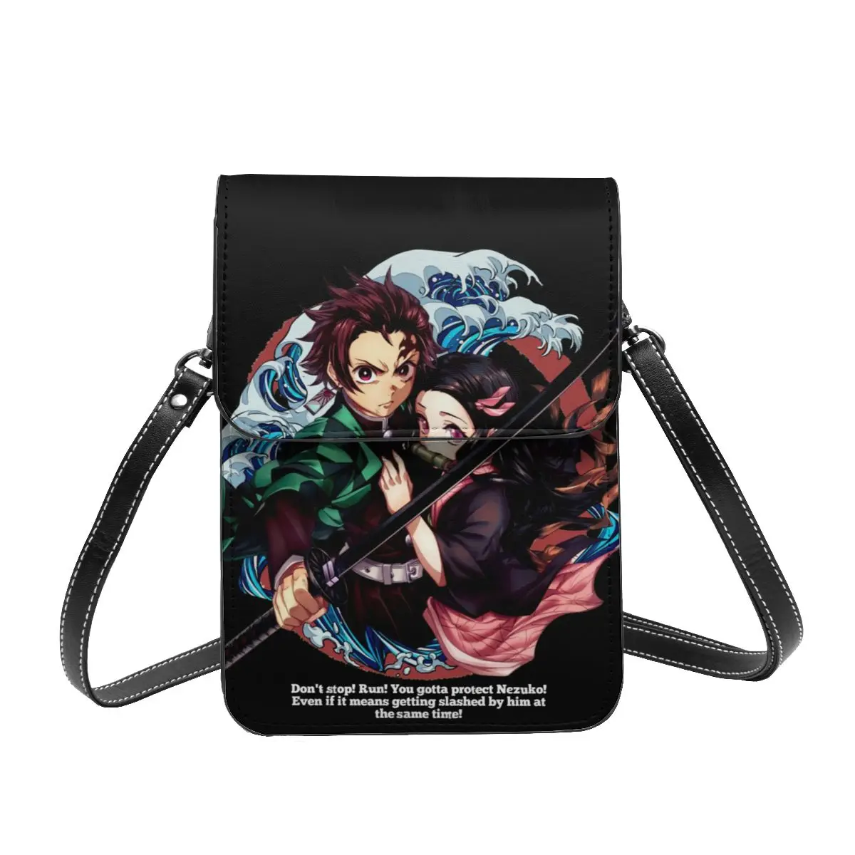 

Tanjiro Nezuko Demon Slayer Shoulder Bag Kimetsu no Yaiba Reusable Leather Streetwear Mobile Phone Bag Student Fashion Bags