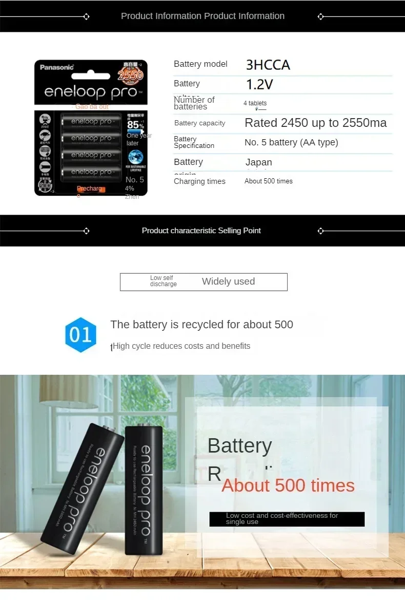 Аккумуляторные батареи Panasonic Eneloop AA 2550 мАч 2024NEW 4-100 шт