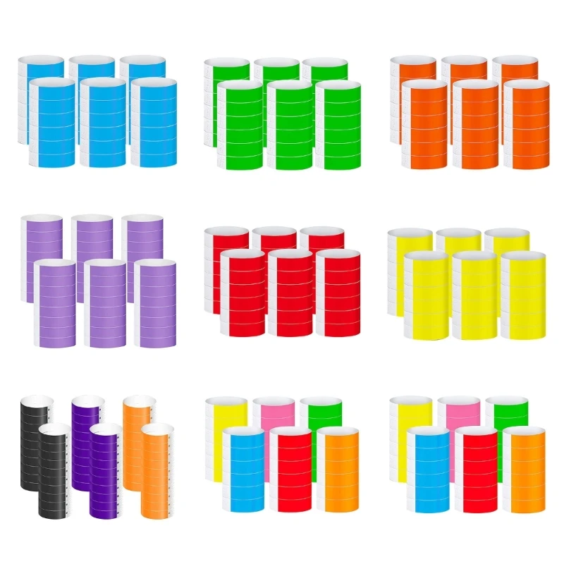

H55A 600pcs Bracelets Wristbands Colored Adhesive Wristband for Music Concert
