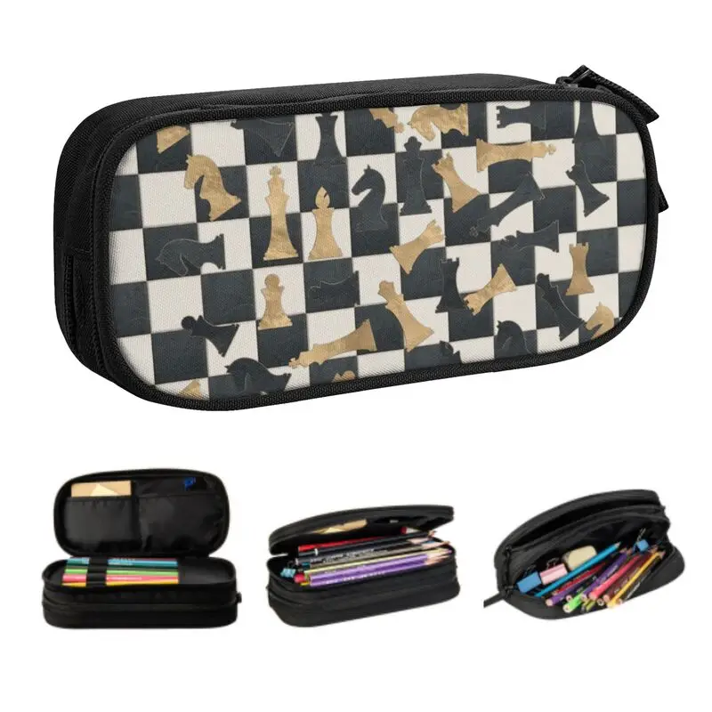 Case For Girl Boy Large Capacity Chessboard Pencil Box School Supplies