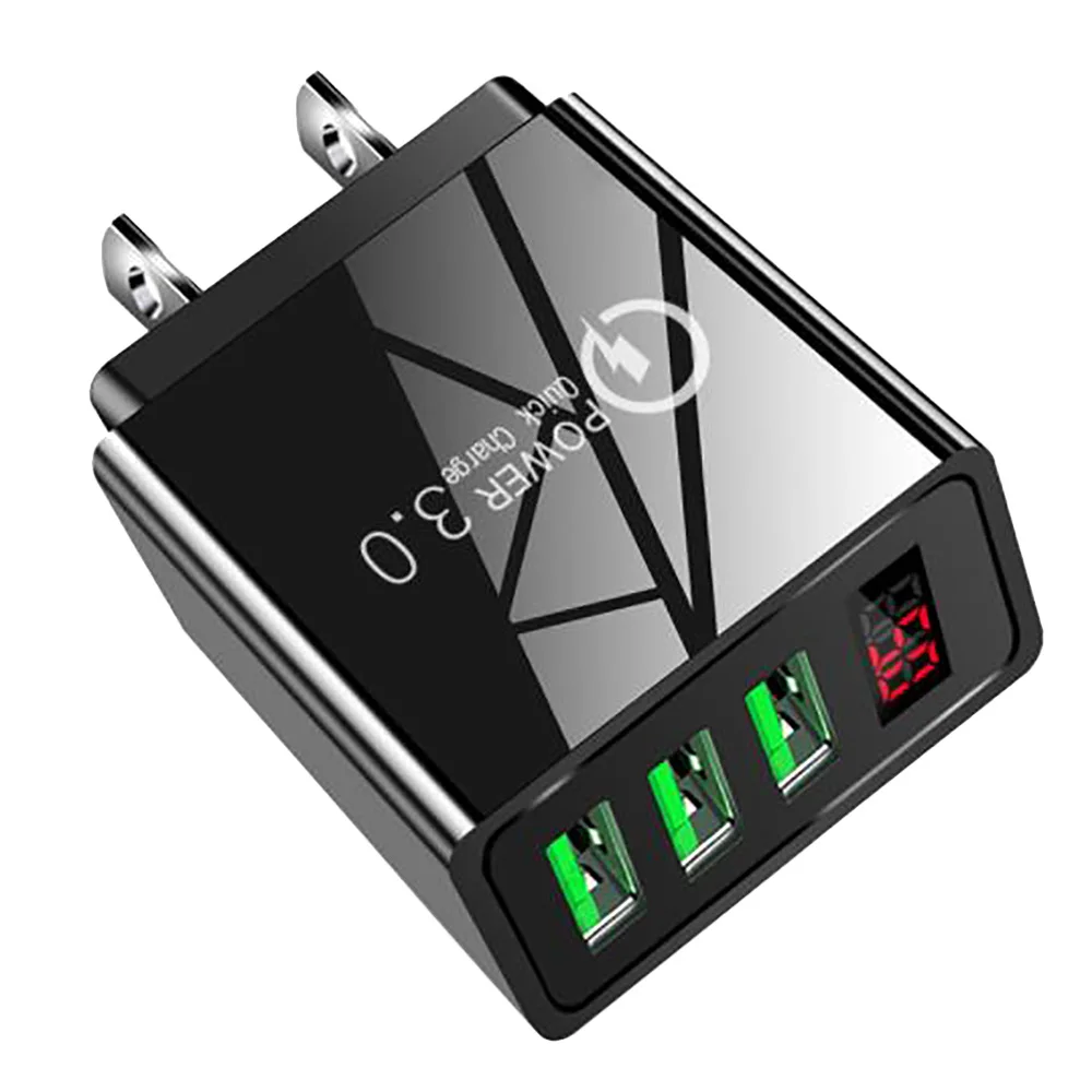 

5V 3.1A Digital Display Charger 3USB Interface Digital Display Fast Charger Smart Phone Charging Head US-Plug