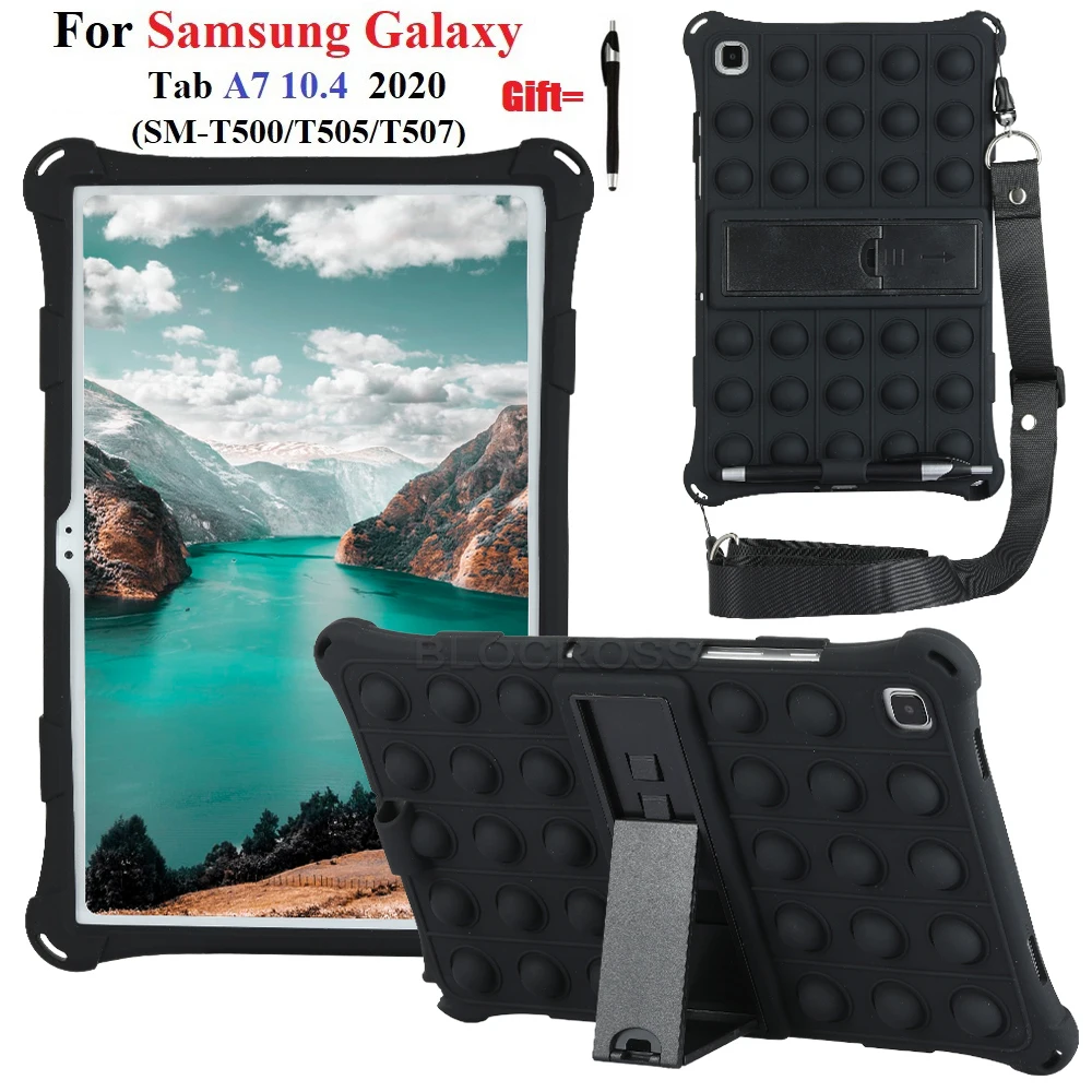 

Soft Bubble Tablet Case for Samsung Galaxy Tab A7 10.4 inch 2020 Protective Cover for SM-T500 SM-T505 SM-T507 with Stylus+ Strap