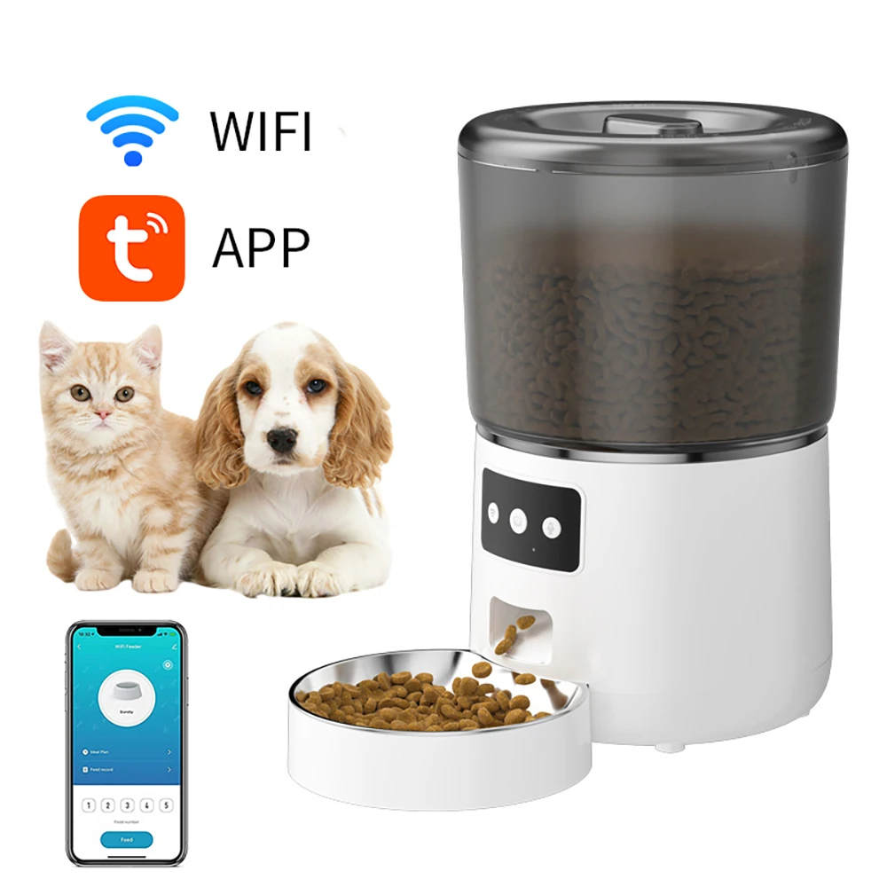 

Pet Smart Automatic Cat Food Kibble Dispenser Cat Feeder Remote Control WiFi Button Auto Feeder For Cats Dog Accessories