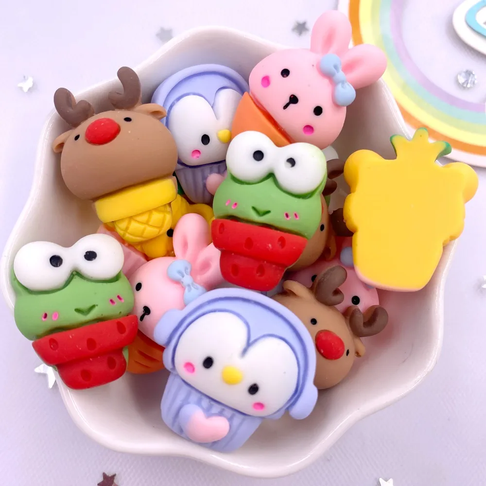 

Кавайная красочная мультяшная лягушка, кролик, олень, медведь, задняя сторона, 10 шт., скрапбукинг, украшение «сделай сам», домашние поделки и...