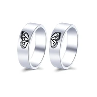 fashion trendy paired butterfly heart matching couple rings set for lovers women men aesthetic silver color rings anillos bague