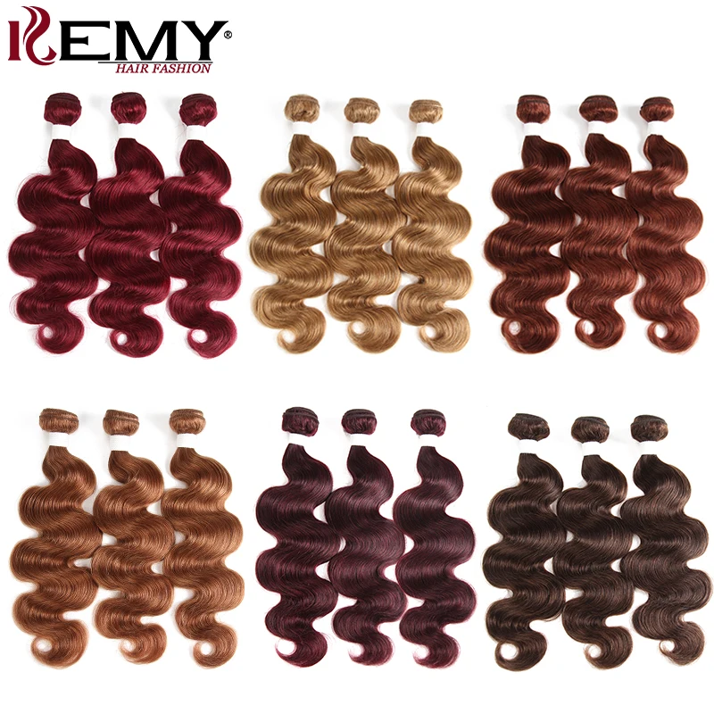 Body Wave Human Hair Bundles 8-26 Inch Blonde Brown Red Brazilian Hair Weave Bundles KEMY HAIR 3/4 PCS Remy Hair Extension