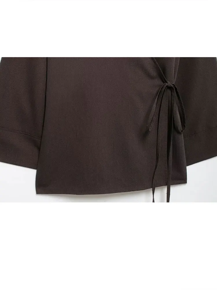 Женский брючный костюм TRAFZA однотонная Свободная рубашка и длинные пижамные