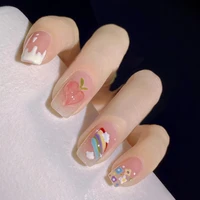 24pcs fake nails removable wearable manicure seven colors rainbow peach heart ultraviolet color changing love nail art accessori