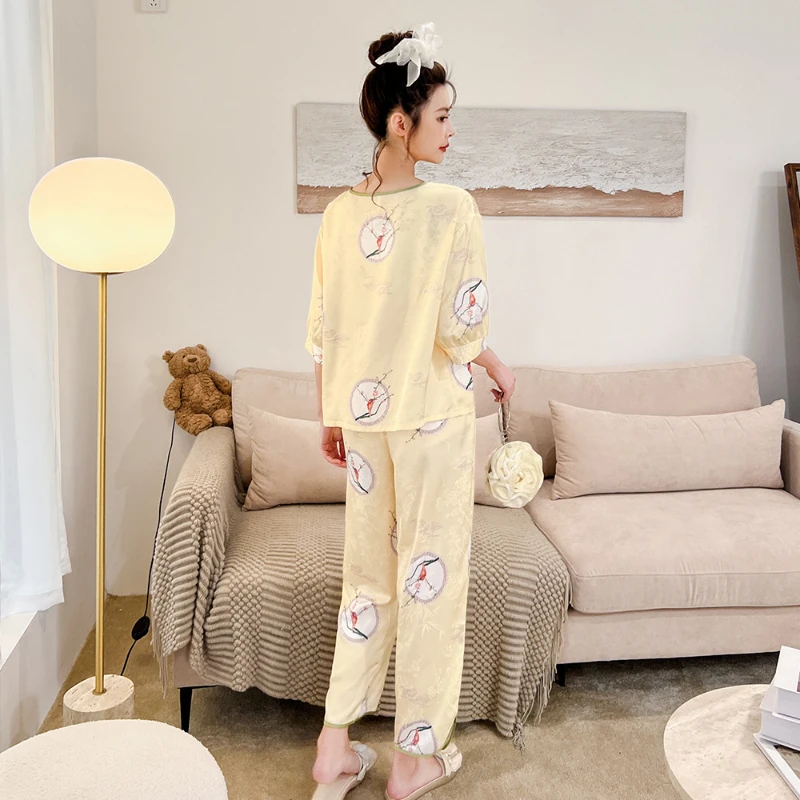 2023 Spring New Pajamas for Women's Chinese National Style Trendy Jacquard Tassel Casual Home Service Suit Can Be Worn Outside