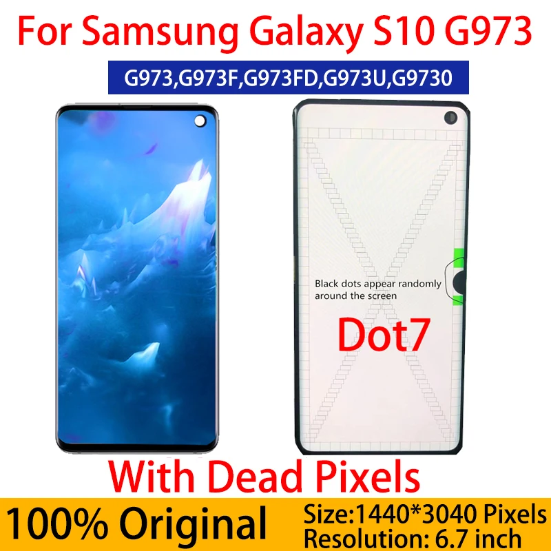 

6.7" Original With Defect S10 Display LCD For SAMSUNG Galaxy S10 Screen G973F/DS G973U SM-G973 LCD with Touch Digitizer Assembly