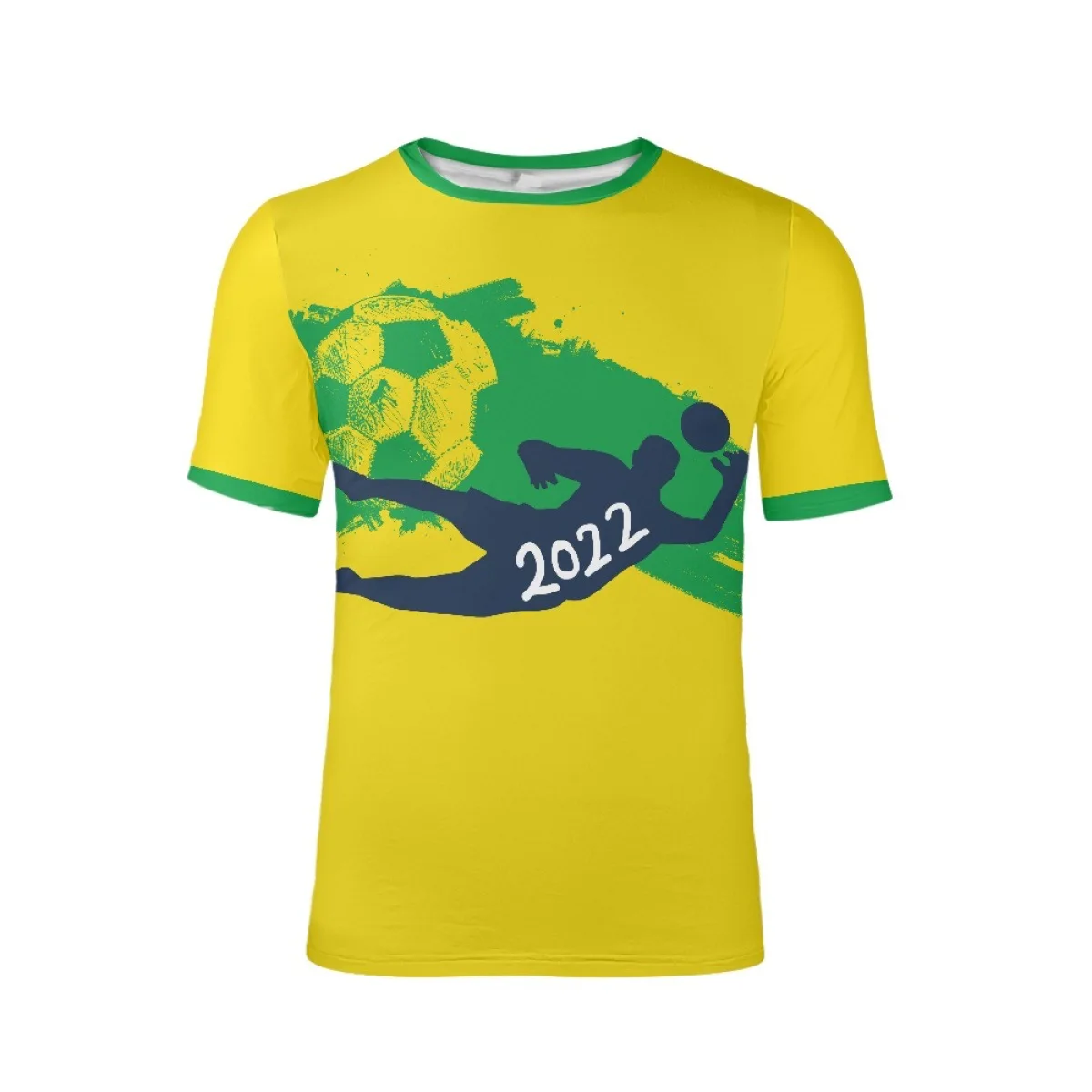 

New Brasil Football Sportswear, Football Match Fans Cheering Round Neck T-shirt