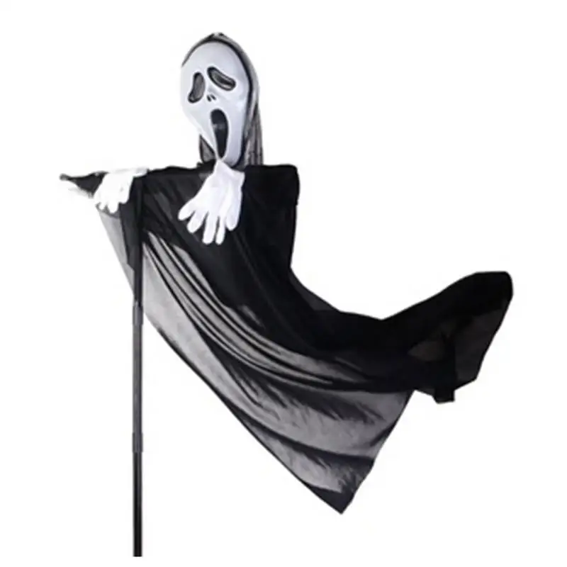 

Halloween Screaming Scarecrow Decors Scary Ghostface Standing Ornaments Garden Black Grim Reaper Scarecrow Decorative Accessory
