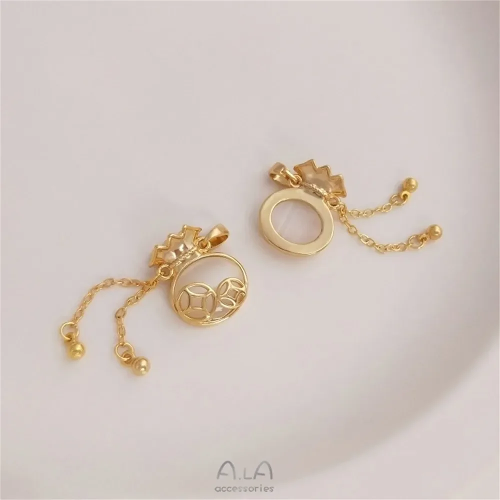 Медное покрытие из настоящего золота 14 карат с цирконом мешок для денег тыква